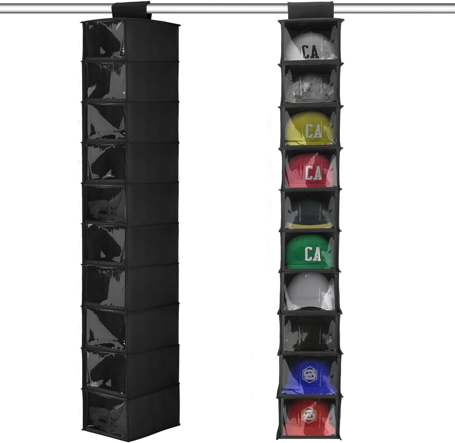 QIUKUN Hat Organizer for Baseball Caps, 10 Shelf Hanging Closet Hat