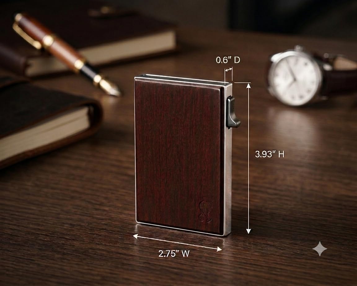 Luxury Ebony Wood & Aluminum Credit Card Holder - RFID Blocking