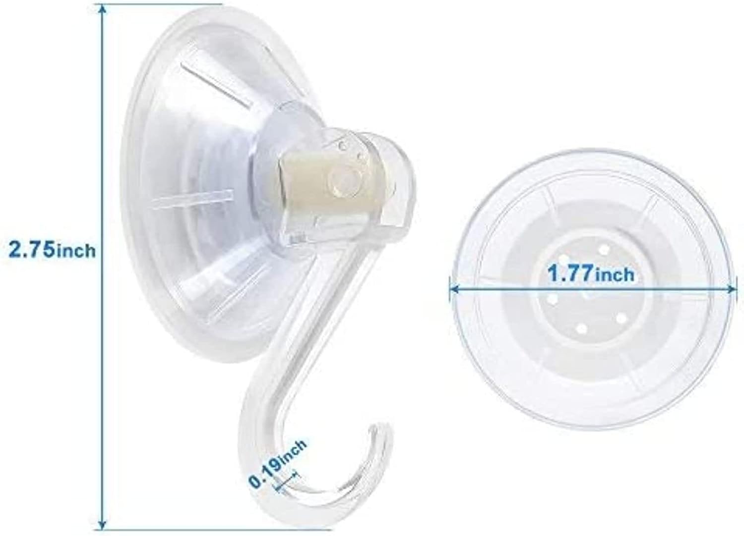 1st Choice Clear Plastic Suction Cup Hooks, Ultra Heavy Duty Power Lock Vacuum Traceless Smooth Waterproof Oil-Proof Wall Shower Kitchen Window Bathroom Holder (4)