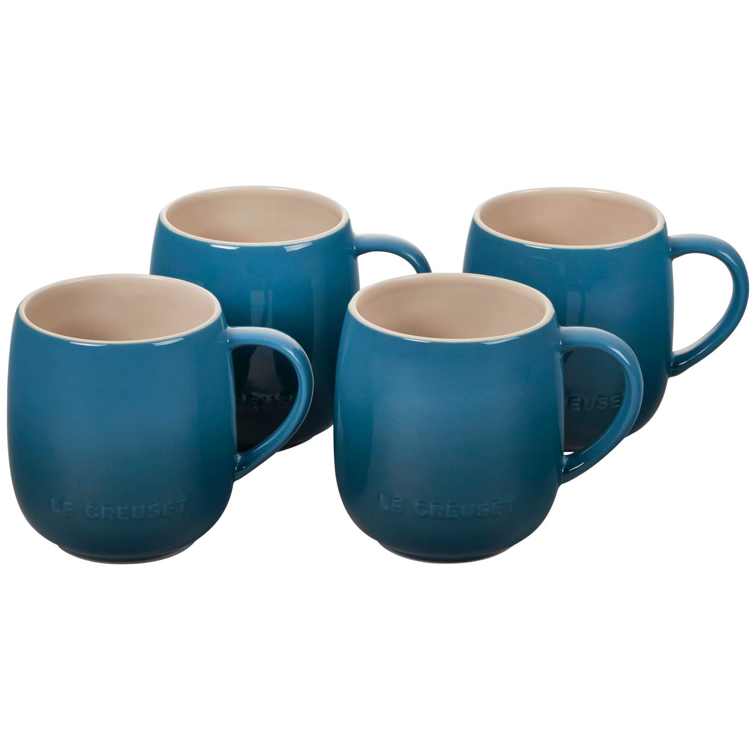 LE CREUSET Set mit 4 Bechern aus Steinzeug, je 380 ml, Deep Teal
