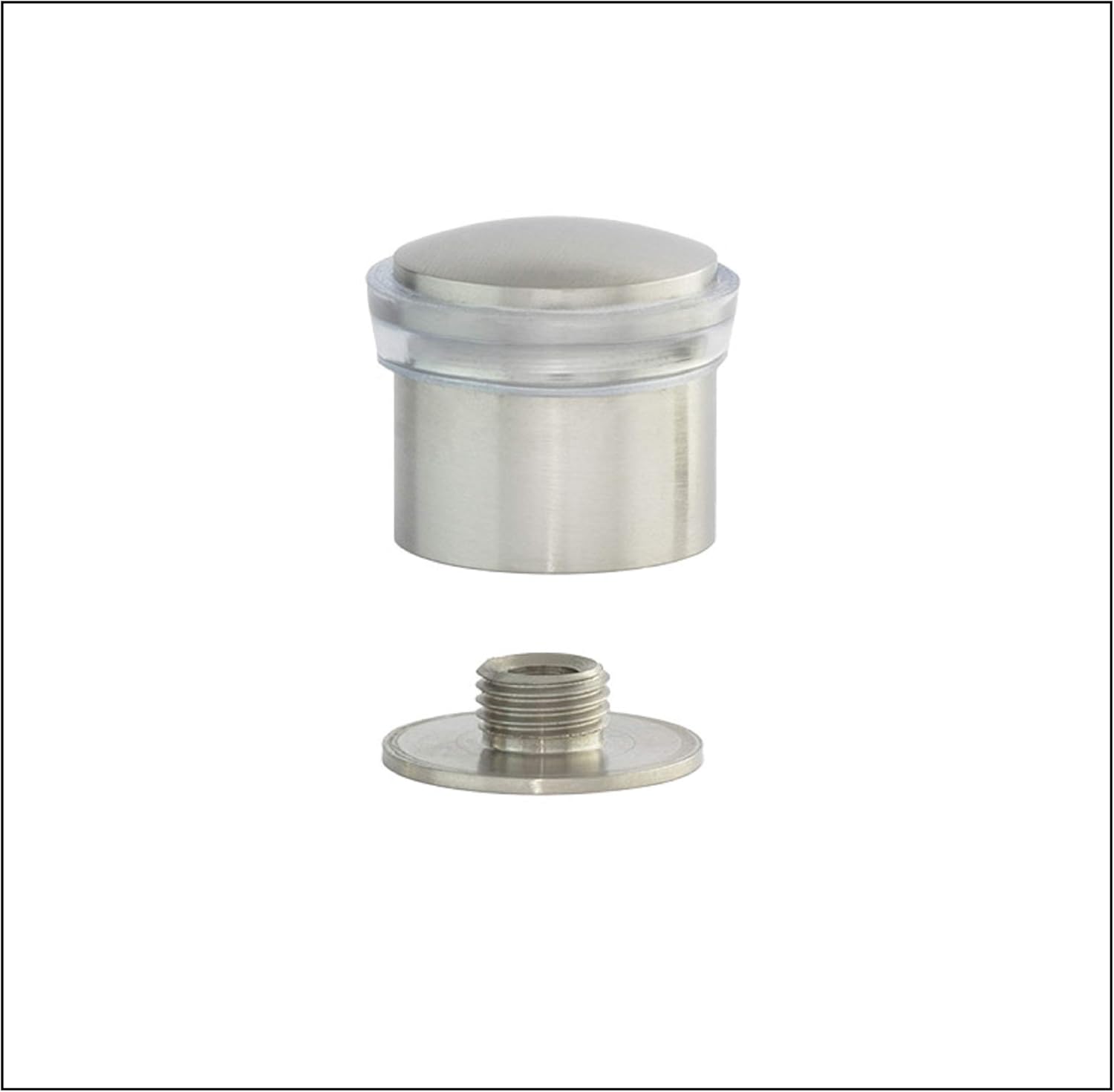 Evi Fittings I-202/28-T – Door Stop with Screw Base, Matte Finish,Stainless Steel, Transparent Rubber.
