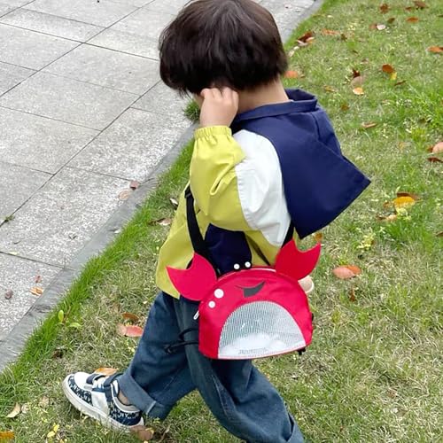 Image of Kids Mesh Beach Bag, Cute Crab-Shaped Seashell Collecting Bag with Adjustable Strap for Holding Shell Beach Toy