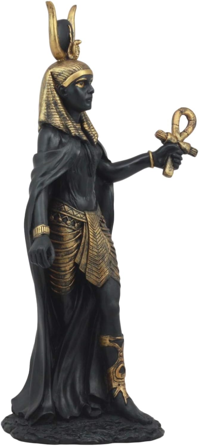 Ebros Gift Egyptian Goddess Hathor Figurine 11" H Deity of Motherhood Joy Love and Feminism Godes and Goddesses of Ancient Egypt Decorative Sculpture