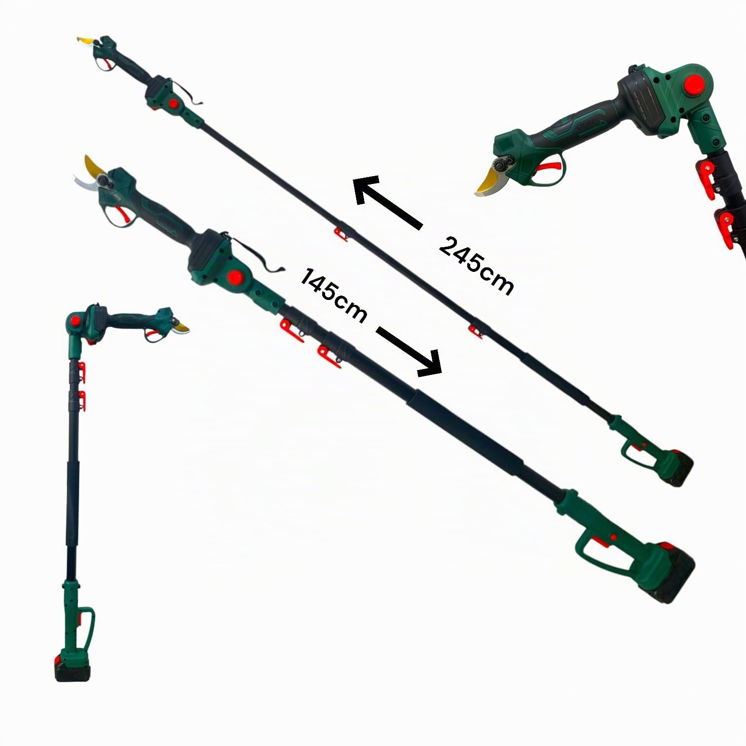 Kit da Potatura 3 in 1 Motosega a Batteria 6" Lubrificazione Olio Automatica + Forbice Cesoia a Batteria + Asta Telescopica 148-248cm Doppia Batteria 68V per Potatura Giardino Rami Arbusti Vigneto