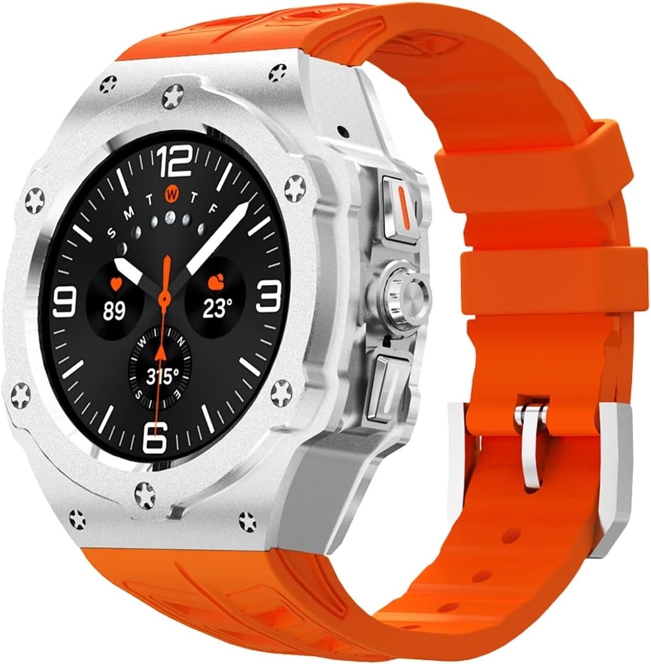 TOPBD Luxury Modification Kit for Samsung Galaxy Watch Ultra 47mm Stainless Steel Case Silicone Strap for Ultra 47mm DIY Accessorie Watchbands