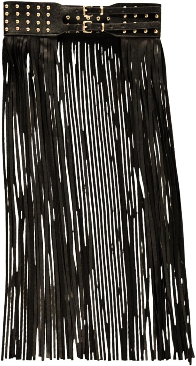 Pretty Attitude Womens Studded Fringe Belt Festival Belt Tassel Waist Belt