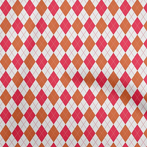 oneOone Cotton Cambric Brown & Red Fabric Check Argyle Sewing Craft Projects Fabric Prints By Yard 42 Inch Wide