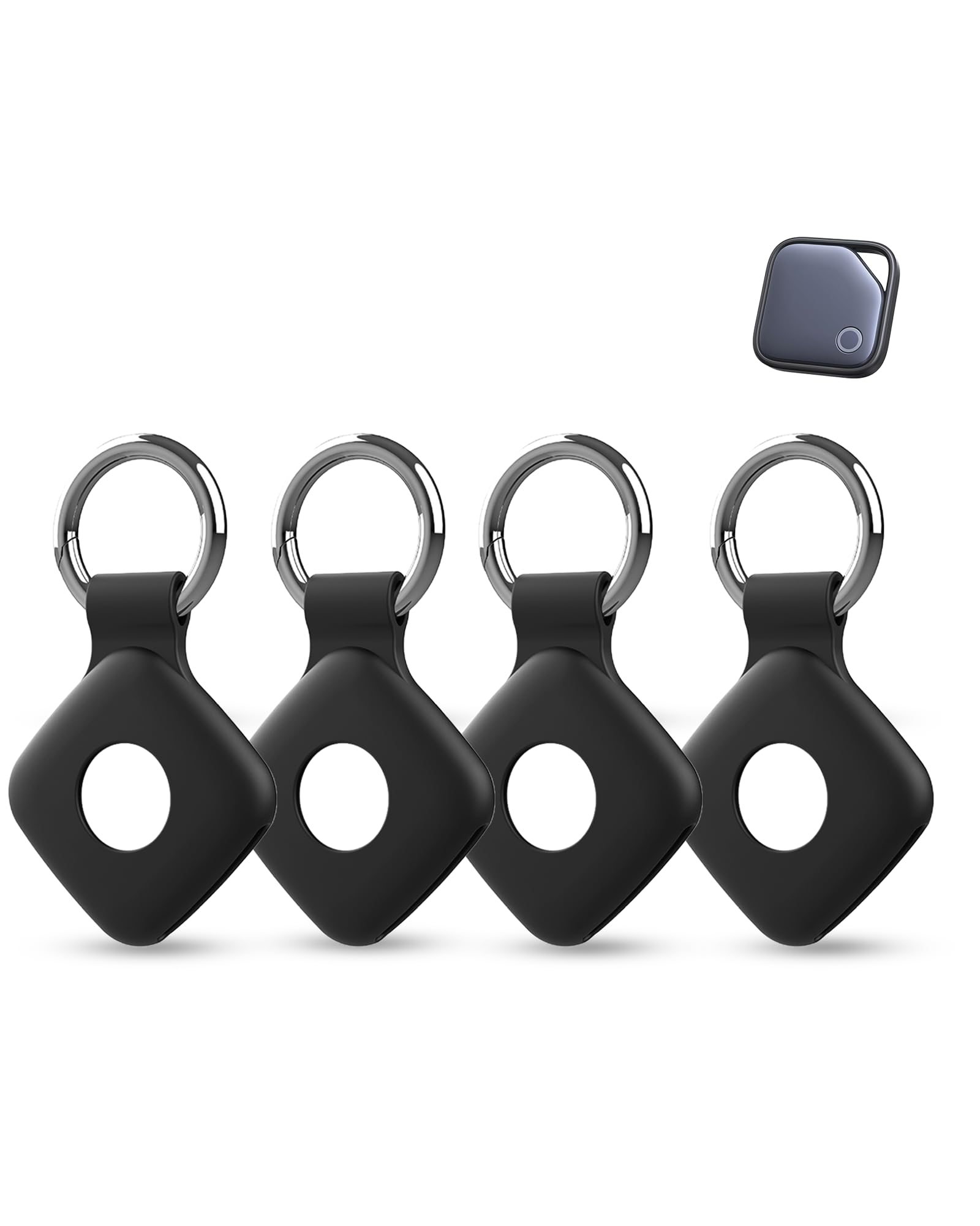 Confezione da 4 custodie in silicone per tracciatore UGREEN FineTrack, anti-perdita e protezione completa (adatte per anziani, animali domestici, zaino, bagagli, bambini, chiavi), antigraffio, nero