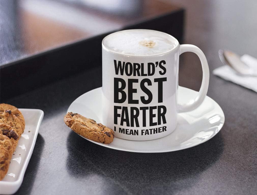 Tstars Funny Novelty Coffee Mug Funny Christmas Gift for Dad Husband Birthday Cup Best Farter White 15 Ounce