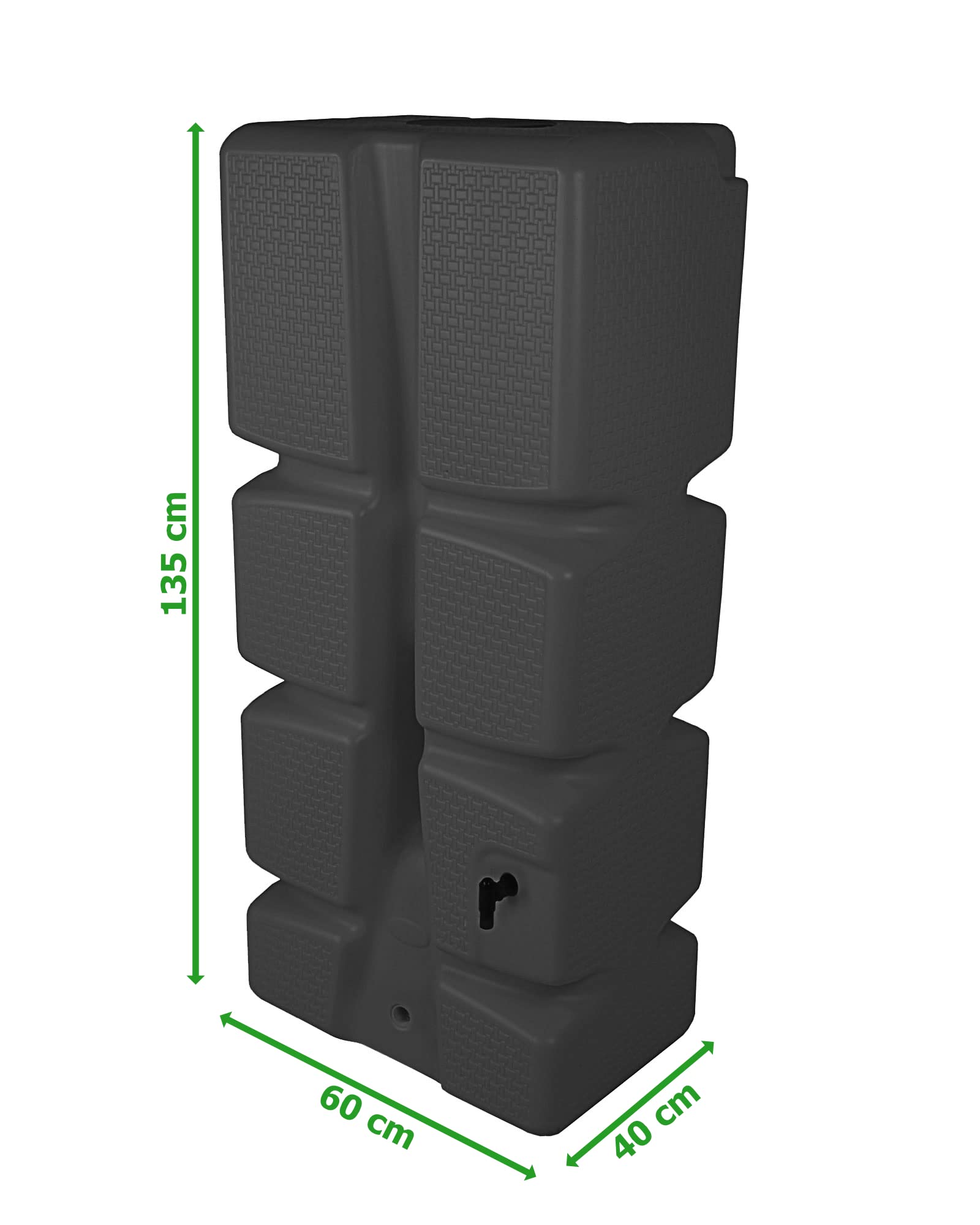 Ondis24 Regenwasser Wandtank Regenfass Eco 310 Liter anthrazit Komplettset inklusive Füllautomat, Wasserhahn