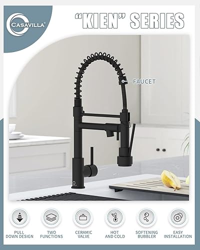 Miniatura 10 de Grifo de cocina con pulverizador, grifo de RV para fregadero de cocina, grifos de fregadero de cocina de acero inoxidable de una sola manija con