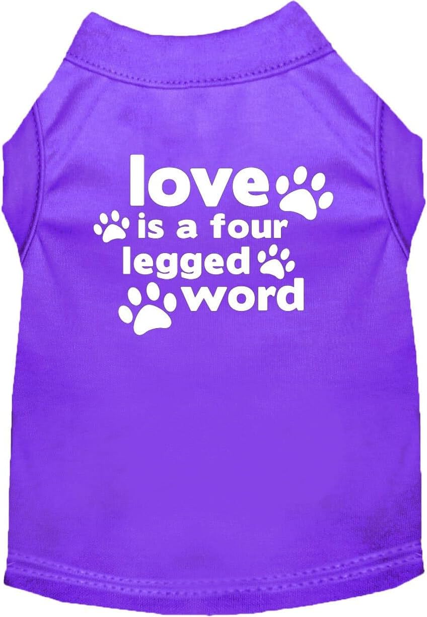 Mirage Pet Products Love is a Four Leg Word Screen Print Shirt Purple XS (8)