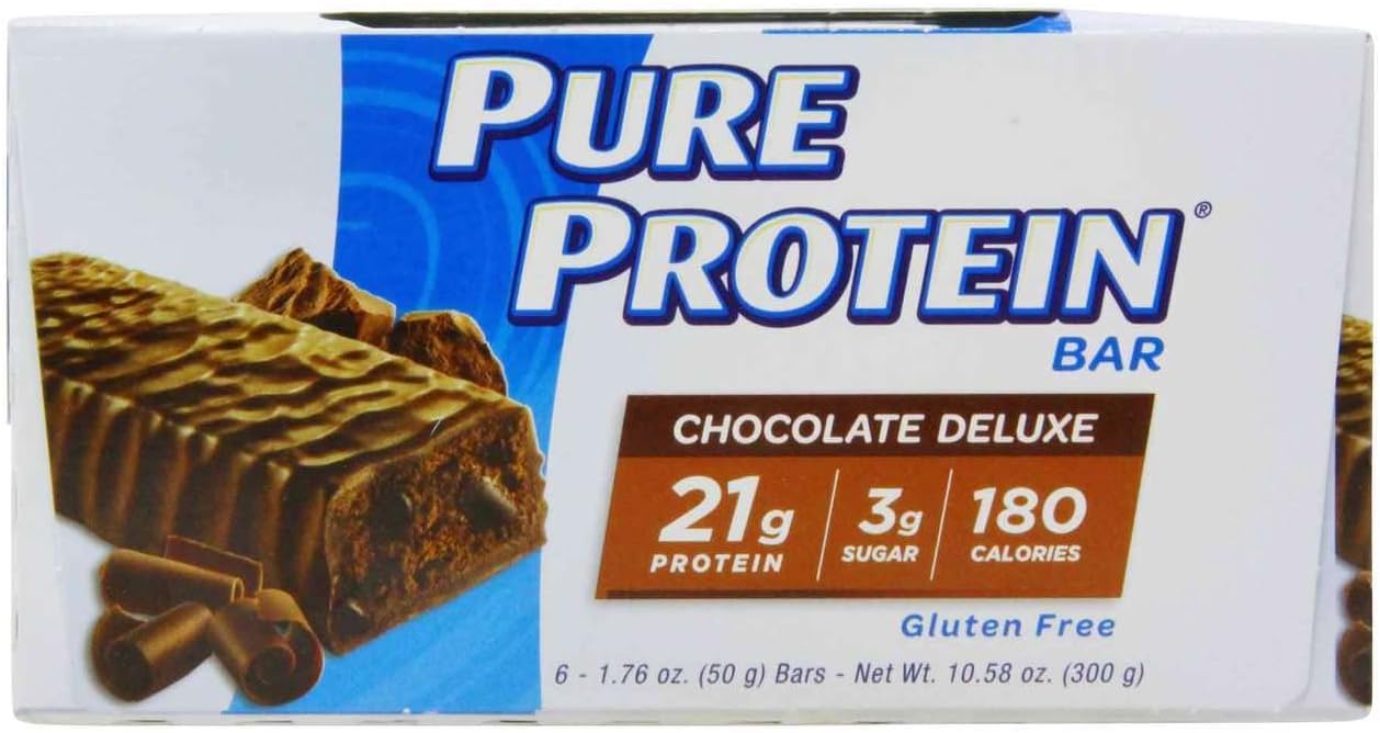 Pure Protein Chocolate Deluxe Bar (50 Grams x Box of 6pcs) | With 21g Protein + 180 Calories In Each Serve | Healthy Snacking | Gluten Free | 300 Grams