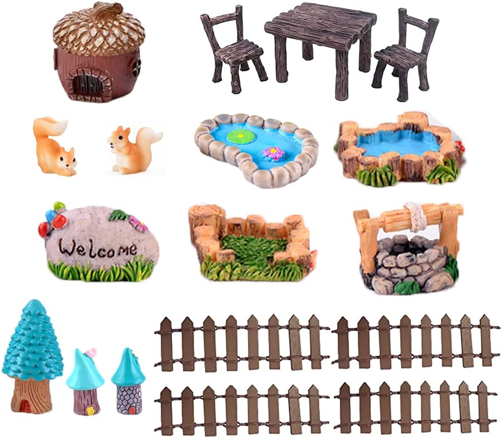 Fairy Garden Accessories -18 pcs Miniature Fairy Garden Ornament for Fairy Garden Potted Plant Desk Decor
