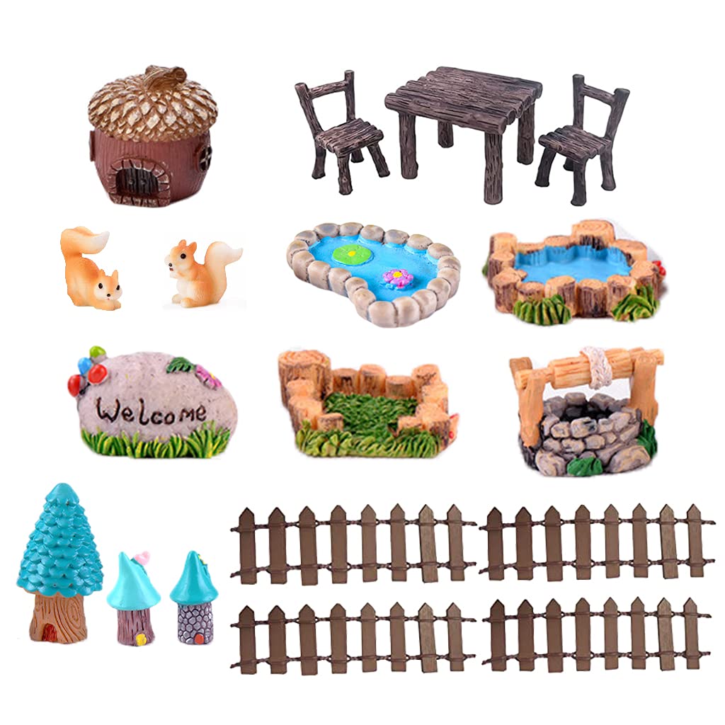 Kit Giardino Fatato 32 Pezzi - Miniatura Per Decorazione Piante, Vasi, Scrivania E Natale