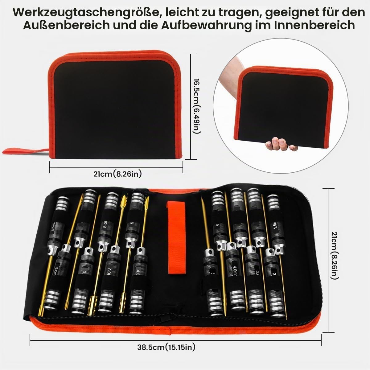 rc Car Tool Kit - 16pcs Screwdriver Set Includes Flat, Phillips, Hex, Titanium Steel Tool Set with Storage Bag for RC Car, Drone, Helicopter Models
