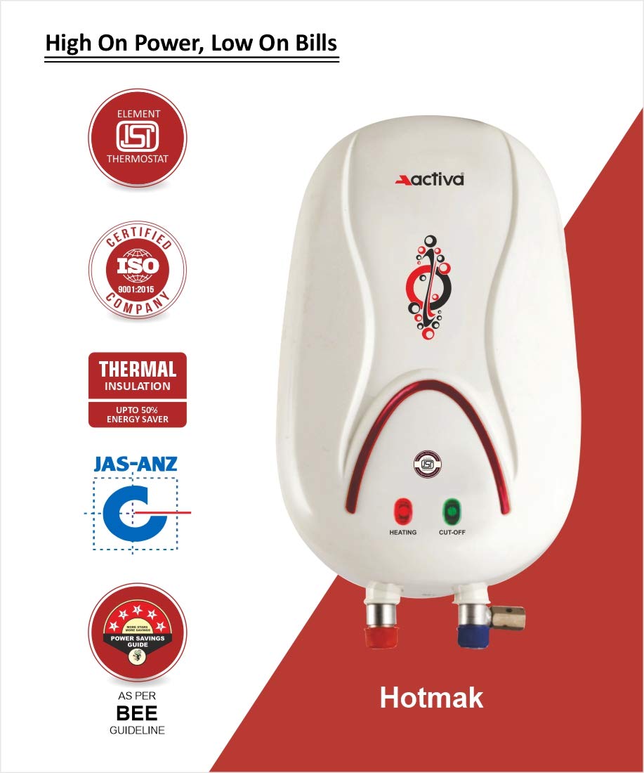 Buy ACTIVA 3 LTR. Instant 3 KVA Anti Rust Coated Tank Geyser with Full ABS  Body, 1+2 Year Warranty HOTMAK (Ivory) Online at Low Prices in India -  Amazon.in