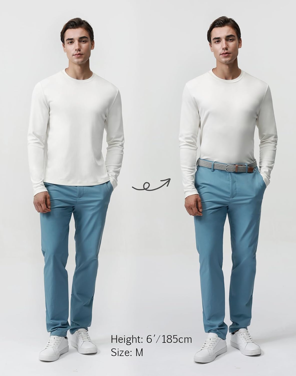 Pure Cotton T Shirts for Men Comfort Long Sleeve Tee Crewneck Jersey Moisture Wicking - Image 3