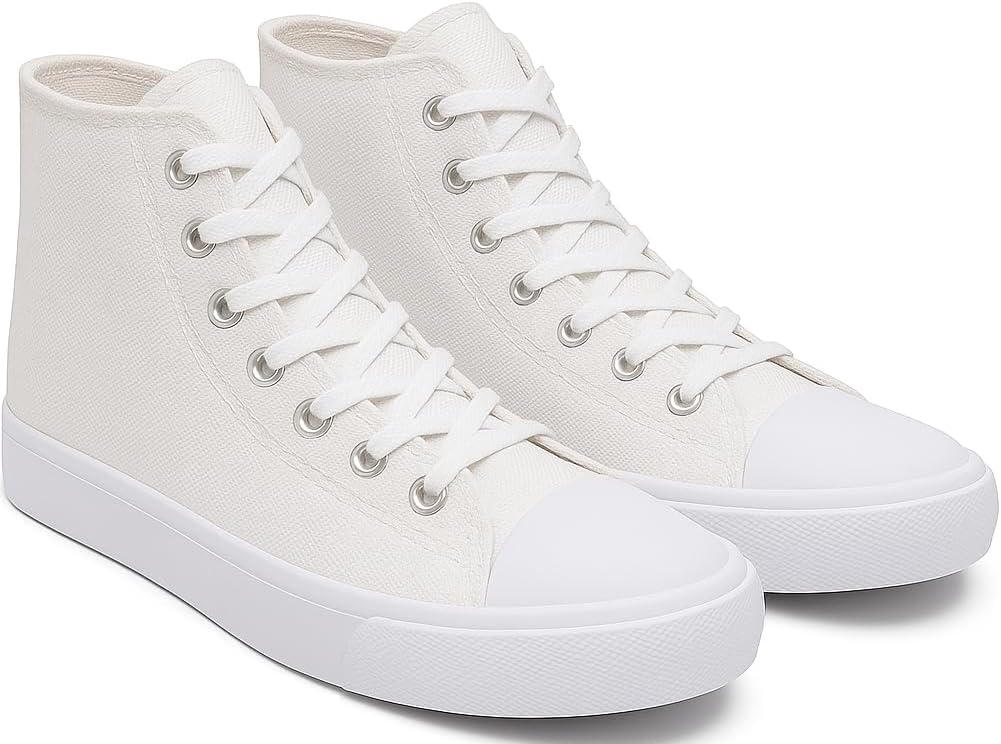 Women's High-Top Canvas Sneakers – Classic Lace-Up Casual Shoes with Extra Shoelaces – Comfortable, Stylish, and Durable