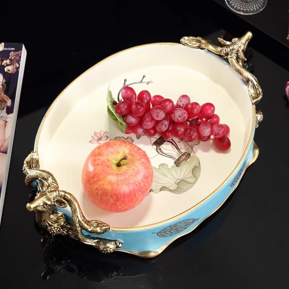 Assiette de Fruits, Bol de Stockage de Noix de Fruits secs binauraux en résine créative, Plateau de Fruits de collations de Bonbons, Ornement décoratif de comptoir de Salon