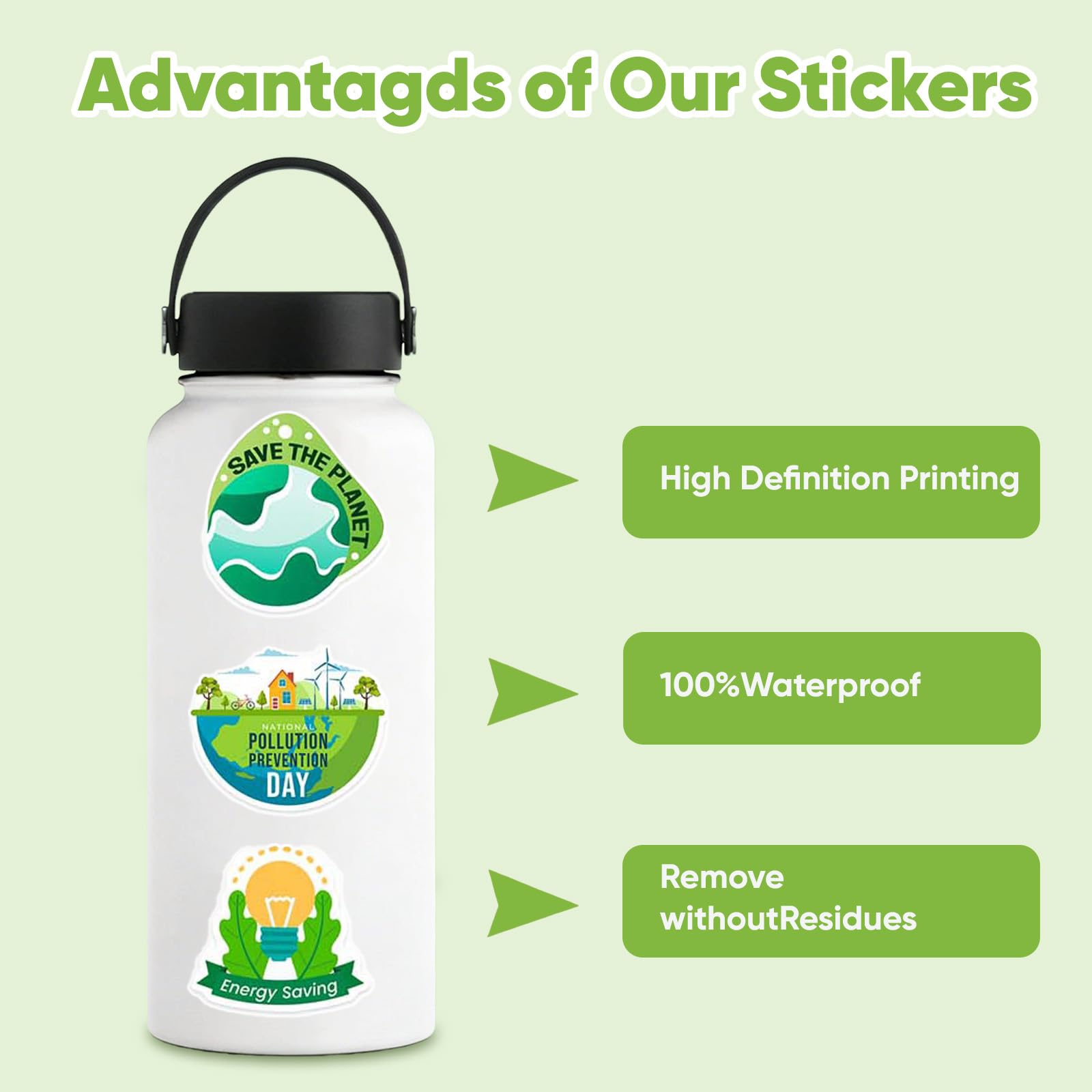 Environmental Protection Stickers, 60 PCS Eco Theme Decals for Adults and Teens - Image 4