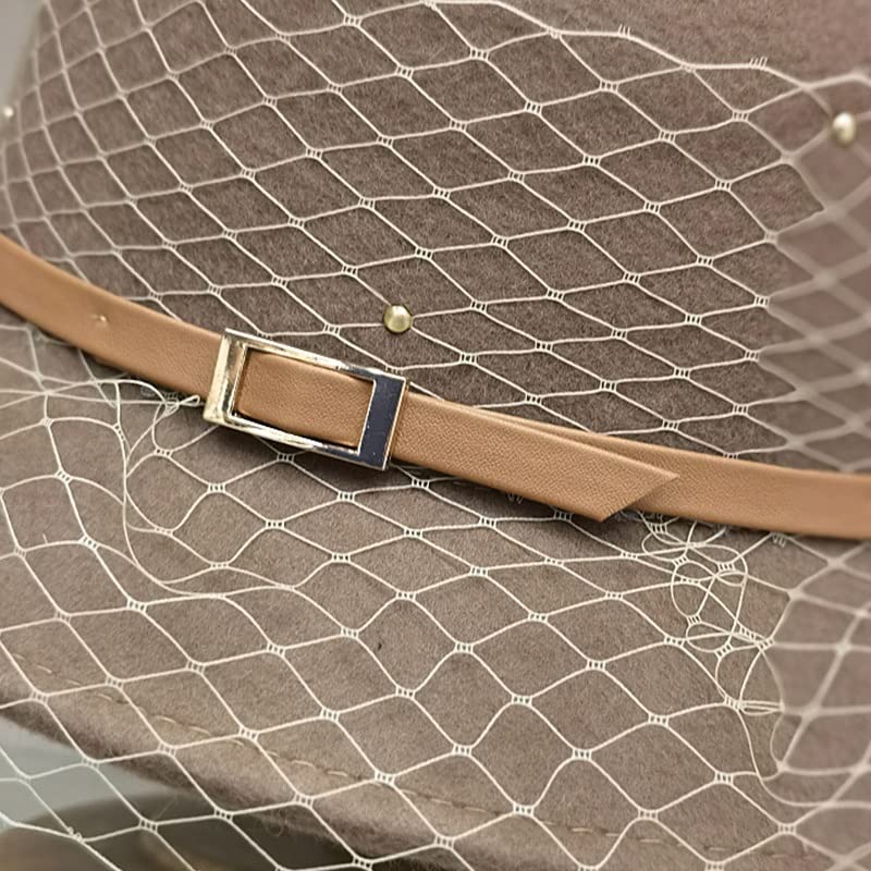 HHRLCH HBJWOV Damska czapka zimowa Kryształowy welon Fascinator Kapelusze Okrągły górny pasek Wełniana filcowa sukienka typu Bucket Cloche