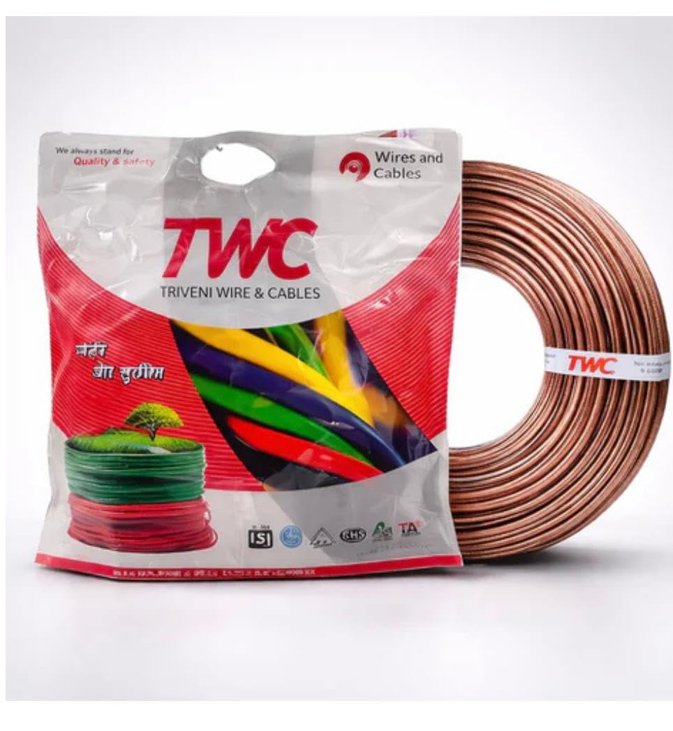 TWC 16-Gauge/AWG Speaker Wire, 30 Meter (98 Feet) Oxygen-Free Copper, Two Conductors, Audio Speaker Cable for Car, Stereo, Subwoofer, Home Theatre, Hi-Fi Surround Sound (Copper, Transparent)