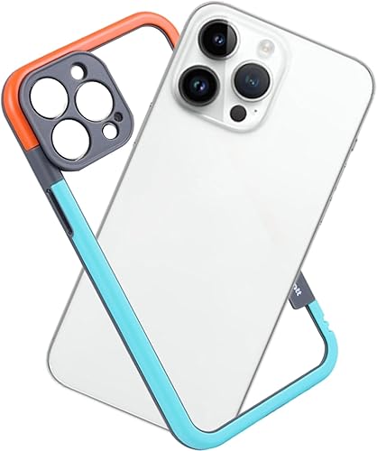 KUGEW Funda para iPhone 14 Pro Max sin parte trasera cubierta de cámara incorporada delgada ligera suave TPUPC Bumper Frame Cover Backback a prueba