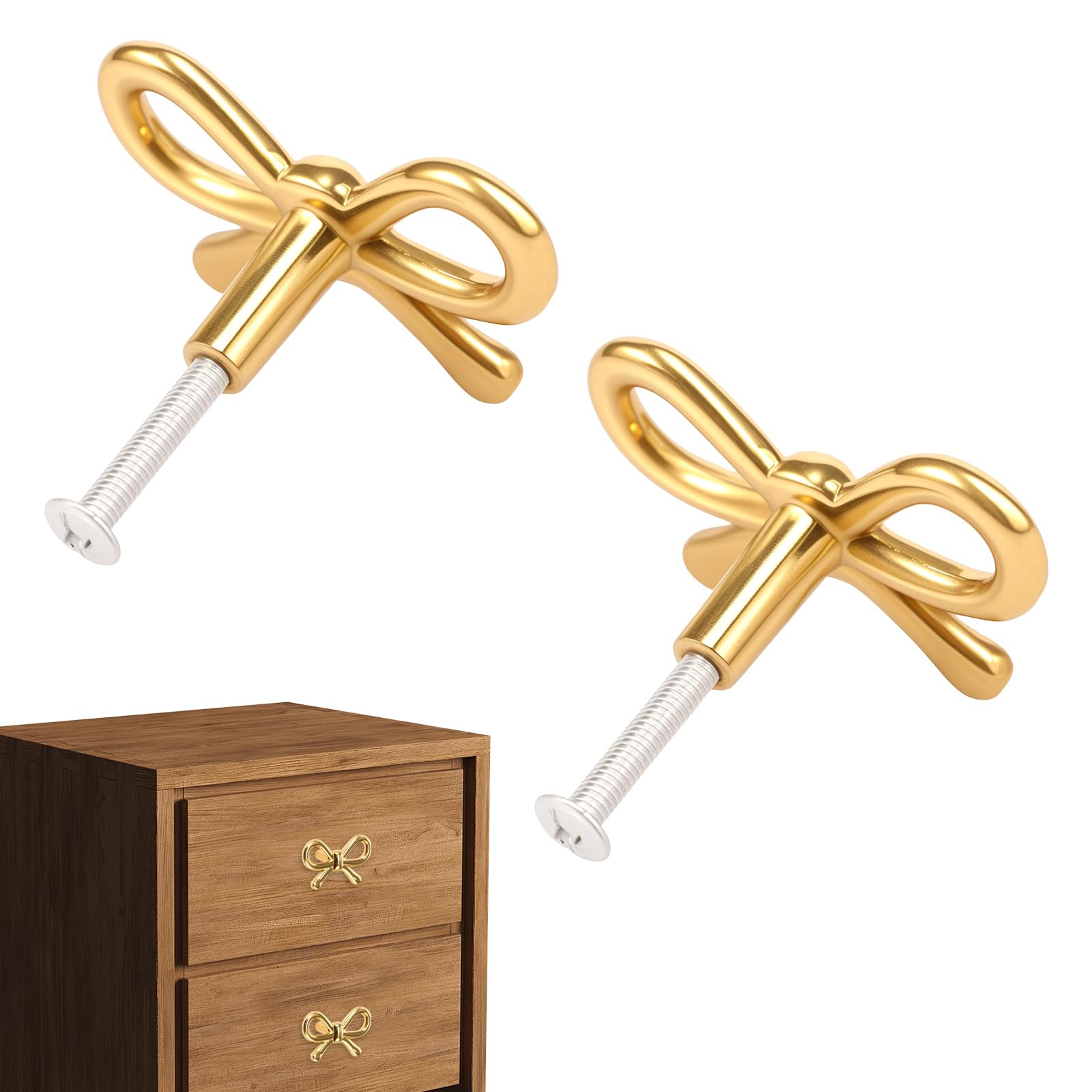Foppla Drawer Knob,Bow Drawer Knobs,Bows Cabinet Knob, Compact Bow Drawers Pulls,Decorative Bows Cabinets Pulls,Elegant Cabinet Handle for Home(2pcs)