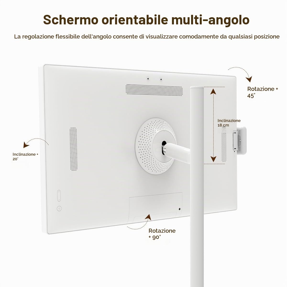 Monitor Portatile 4K Touchscreen,tv portatile con piedistallo,Smart TV Android con Display Rotabile 360°,con le ruote,senza fili,touch screen ,Batteria Ricaricabile, Schermo FHD 1920x1080(4+64G,24IN)