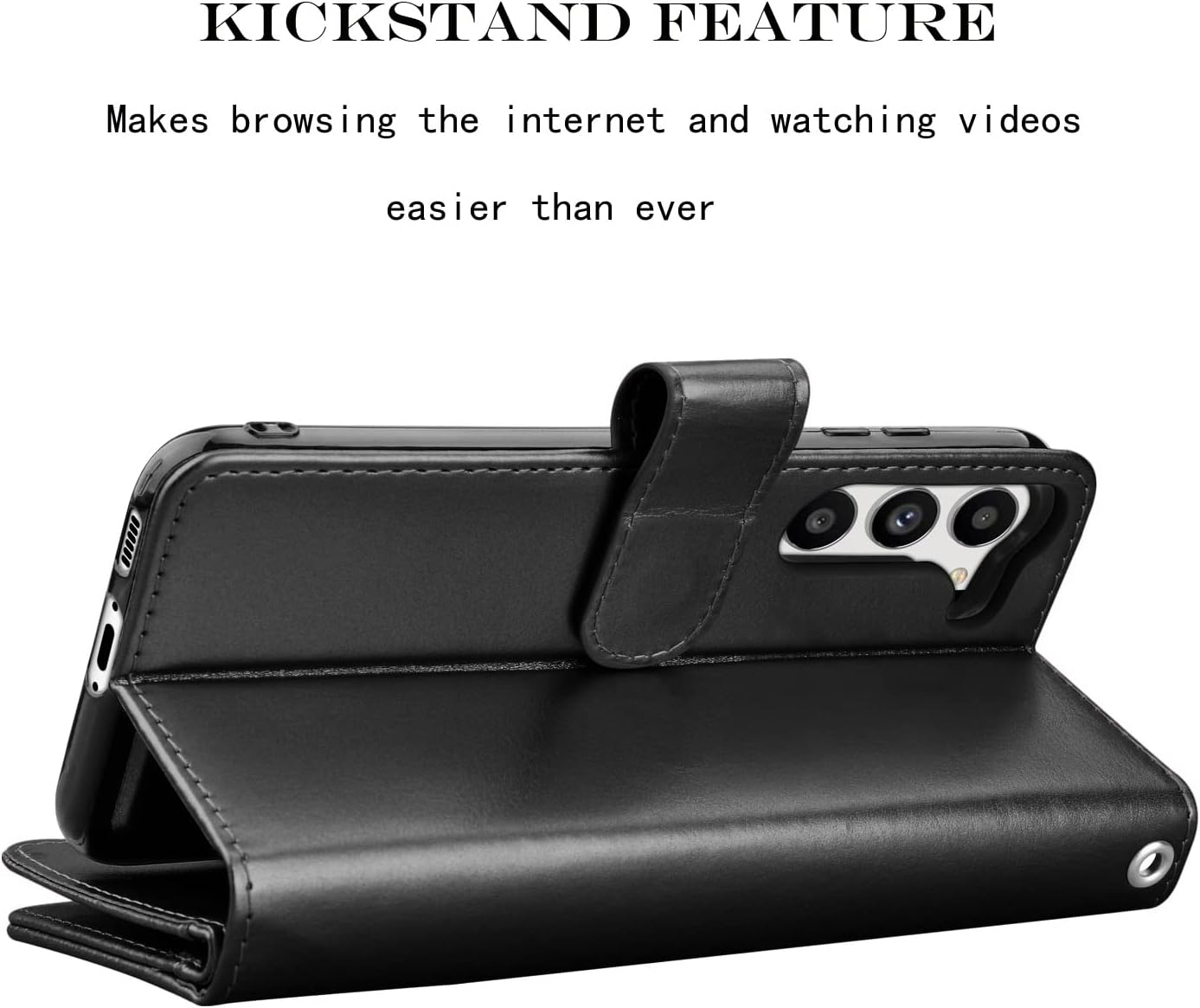 Njjex Galaxy S23 Case, for Samsung Galaxy S23 Wallet Case, [9 Card Slots] PU Leather ID Credit Holder Folio Flip [Detachable] Kickstand Magnetic Phone Cover & Lanyard for Samsung S23 [Black] - Image 5