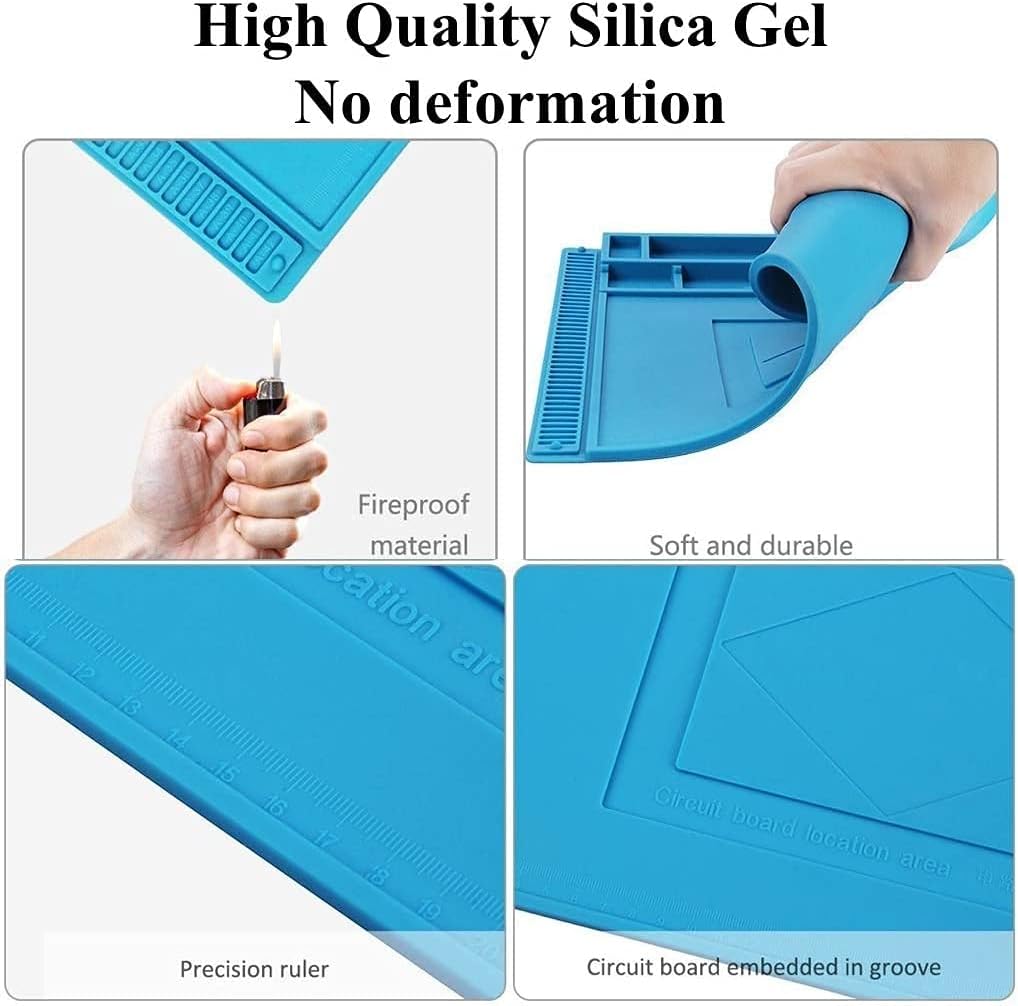 yowtiny Soldering mat Large, 17.7" x 11.8" 932°F Heat Insulation Silicone Repair Mat with Scale Ruler and Screw Position - Image 5