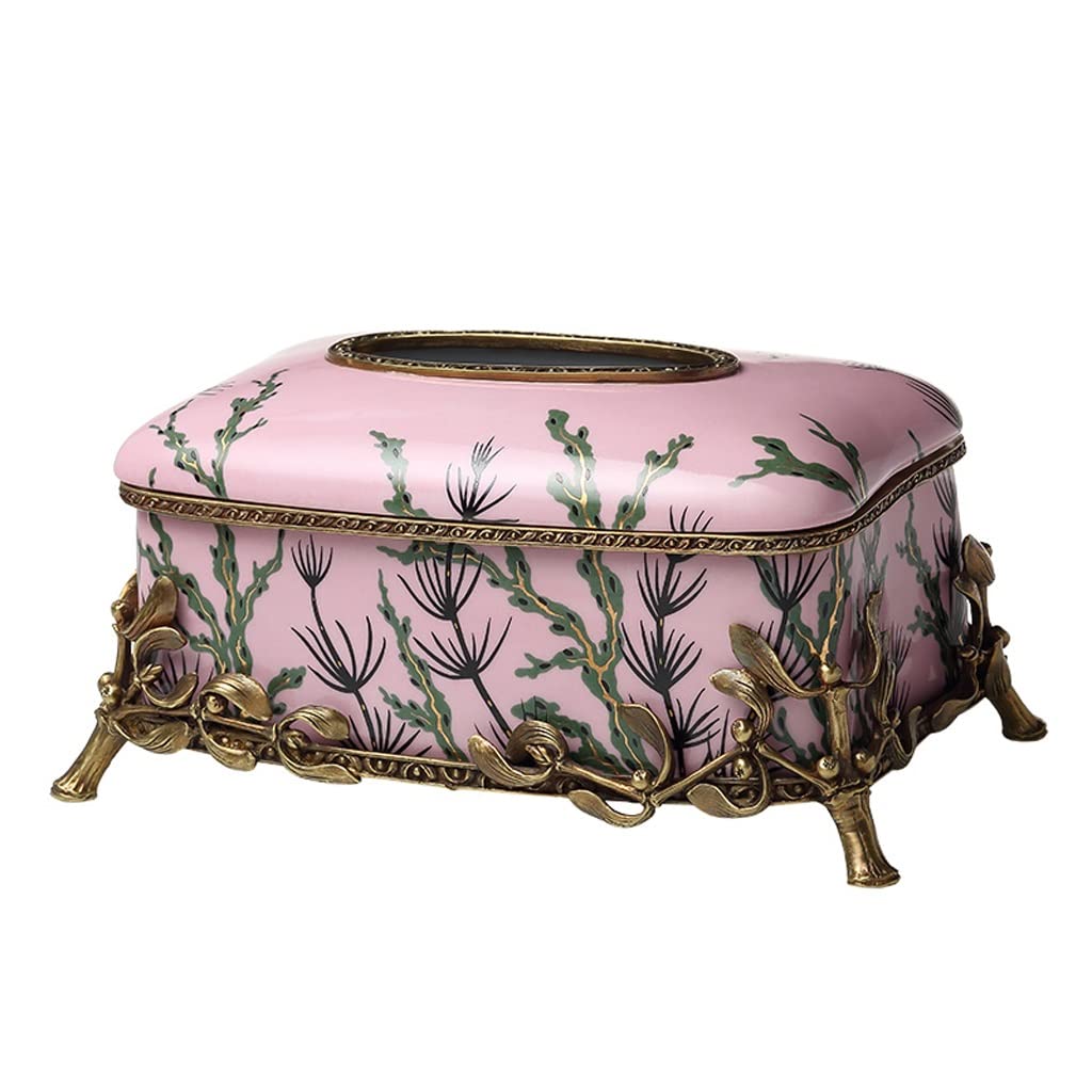 GTHTUHFD Tissue Box Cover Tissue Box Ceramic With Copper Home Creative Paper Living Room Desktop Art