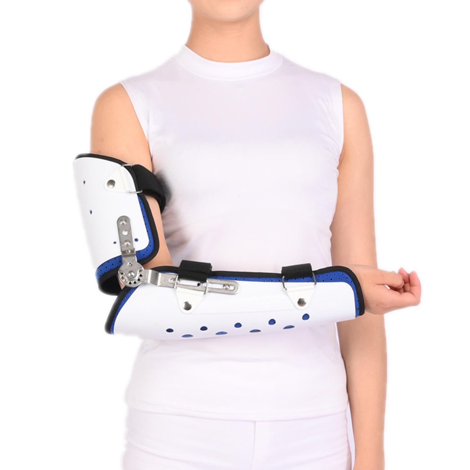 Tutore per Gomito Rom Incernierato per Adulti con Cinghia e Tutore per Spalla, Immobilizzatore per Stecca Del Gomito Regolabile per Lesioni Post-tendine, Recupero Dal Dolore Chirurgico,R