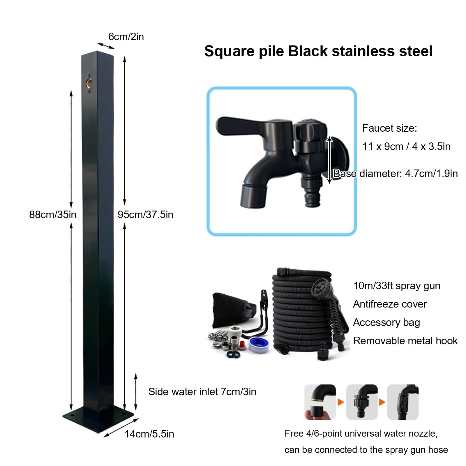 Yard Water Spigot Post Stainless Steel Garden Hose Stand With Faucet ...