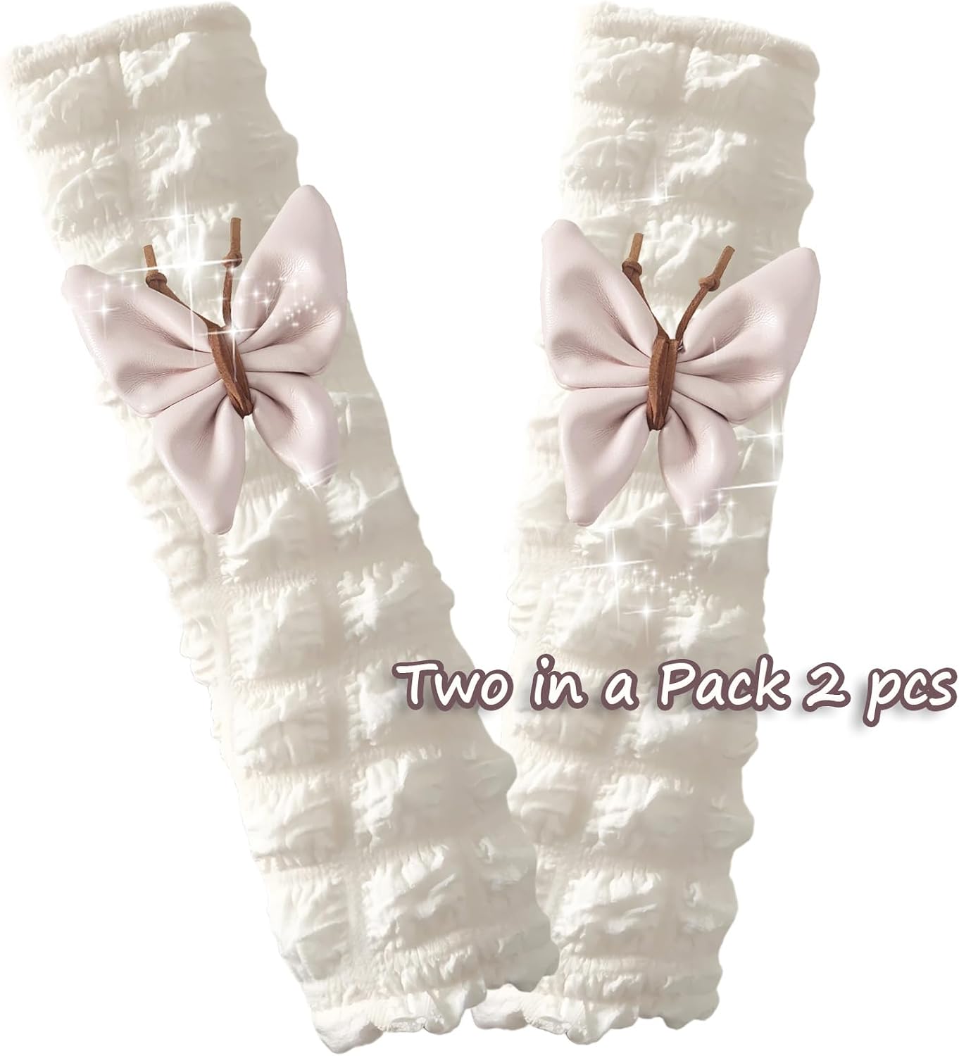 Lovely Butterfly Car Seat Belt Shoulder Pad Cushions (2 in a Pack), Car Accessories PU Leather Seatbelt Shoulder Strap Protector Cover (Pink)