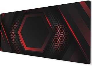 Large Mouse Mat | Gaming Mouse Pad | Desk Mat Large | XL Mouse Pad | Mousemat Desk Pad | Big Mouse Pad | Gaming Mousepad | Gaming Mouse Mats | 60 x 30cm | Black Neon Red