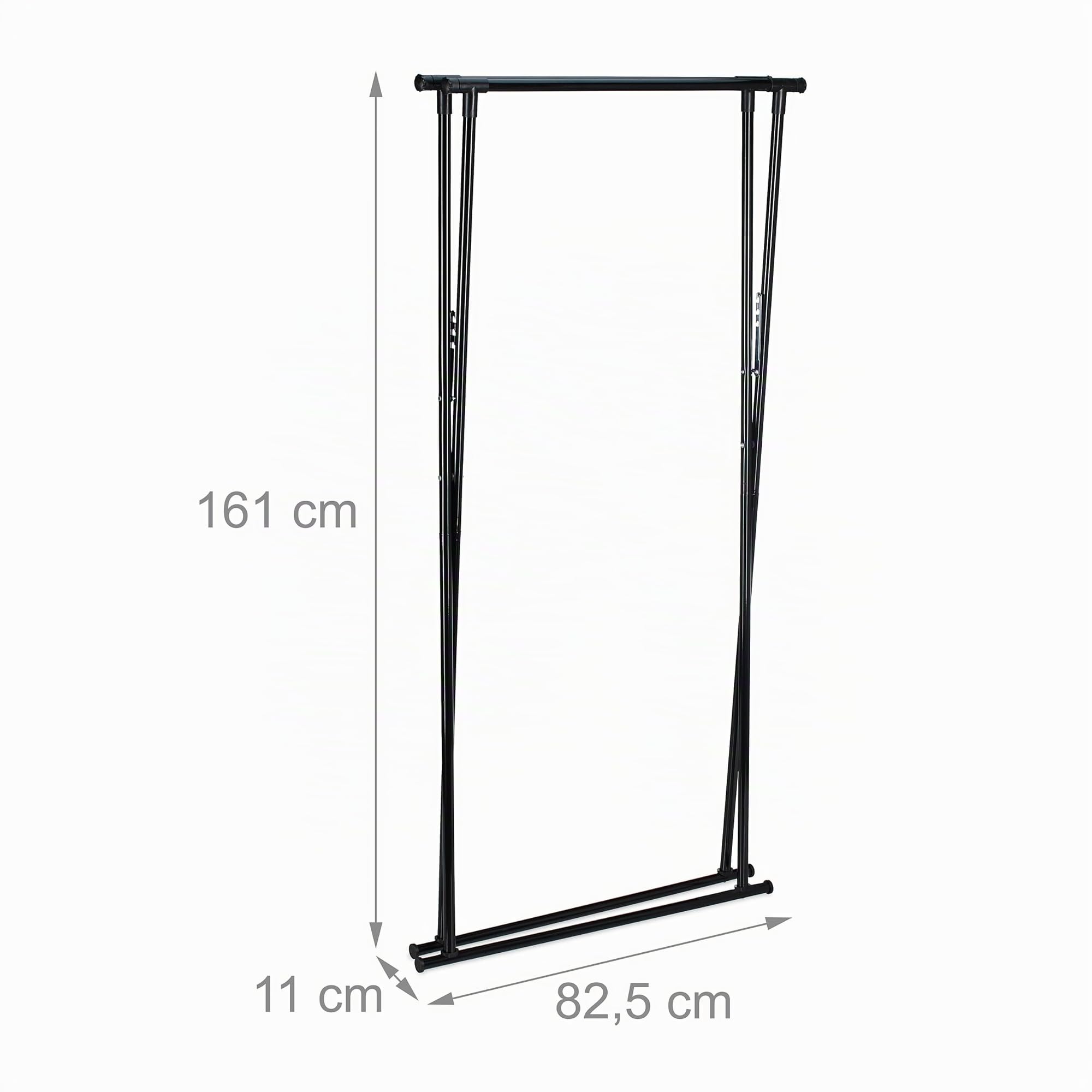 Relaxdays Appendiabiti Allungabile, 139x135x95 cm, 2 Aste per Vestiti, Guardaroba per Corridoio Pieghevole Ferro, Nero