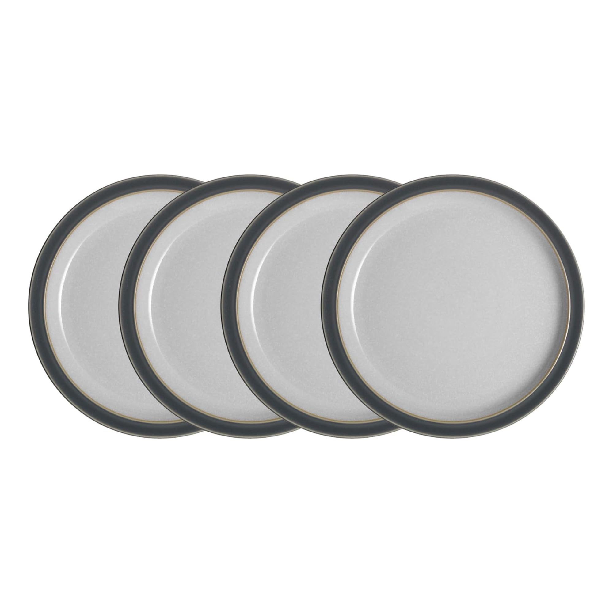 Denby - Elements Fossil Grey Dinner Plates Set of 4 - Dishwasher Microwave Safe Crockery 26.5cm - Dark Grey, White Ceramic Stoneware Tableware - Chip & Crack Resistant Large Plates — image 1