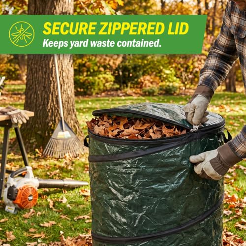 Image of 29.5-Gallon Pop up Outdoor Garbage Can Set - Set of 2 Collapsible Trash Cans for Parties, Yard Waste, or Laundry - Camping Accessories by Wakeman