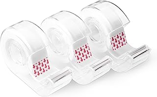 Amazon Basics Cinta de acabado mate con dispensador, cinta invisible, 3/4" x 300" (8.33 yardas), paquete de 3, transparente