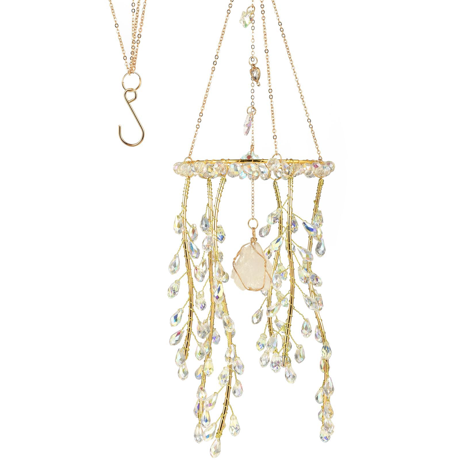 Crystal Suncatchers Window Hanging Branch Shape Sun Catchers Hanging Rainbow Makers Wind Chimes for Yard Garden Ornament Wind Chimes for Outside