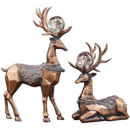 Amazon 置物 オブジェ 置き物 樹脂 卓上 鹿 ガラスボール 北欧 アンティーク調 インテリア グッズ 玄関 リビング 旅館 ホテル 開運 金運 財運 風水 縁起 装飾 部屋飾り トナカイ おしゃれ デザイン 可愛い 創意 高級 アジア雑貨 雑貨