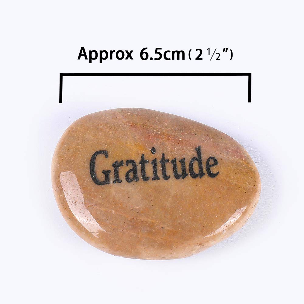 ROCKIMPACT 50 Pierres Gravées Message Chanceuse Inspirant, Cadeau avec Gravure Inspiration Mot, Jardin Décoratifs Galets, Bonheur et Encouragement (Lot de Gros, Mots Assortis, 5-8 cm)