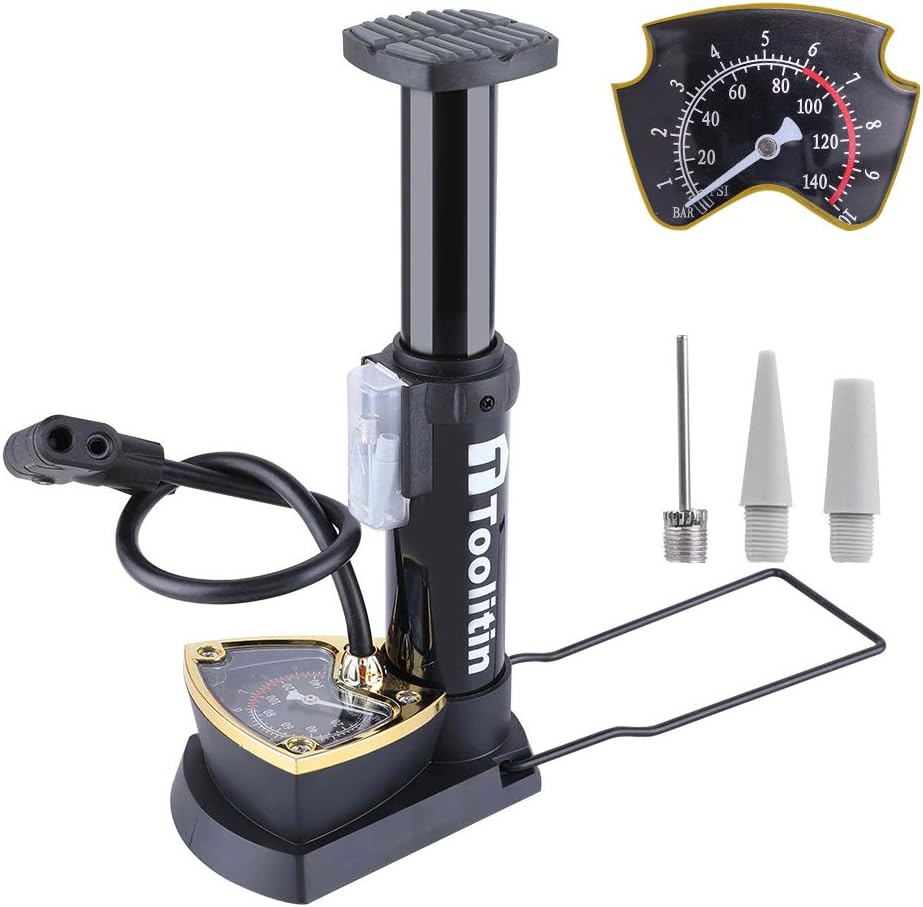 TOOLITIN Bike Pump Floor Bicycle Air Pump fits Universal Presta and Schrader Lightweight Portable Bike Floor Pump Hand Foot Activated…: Sports & Outdoors