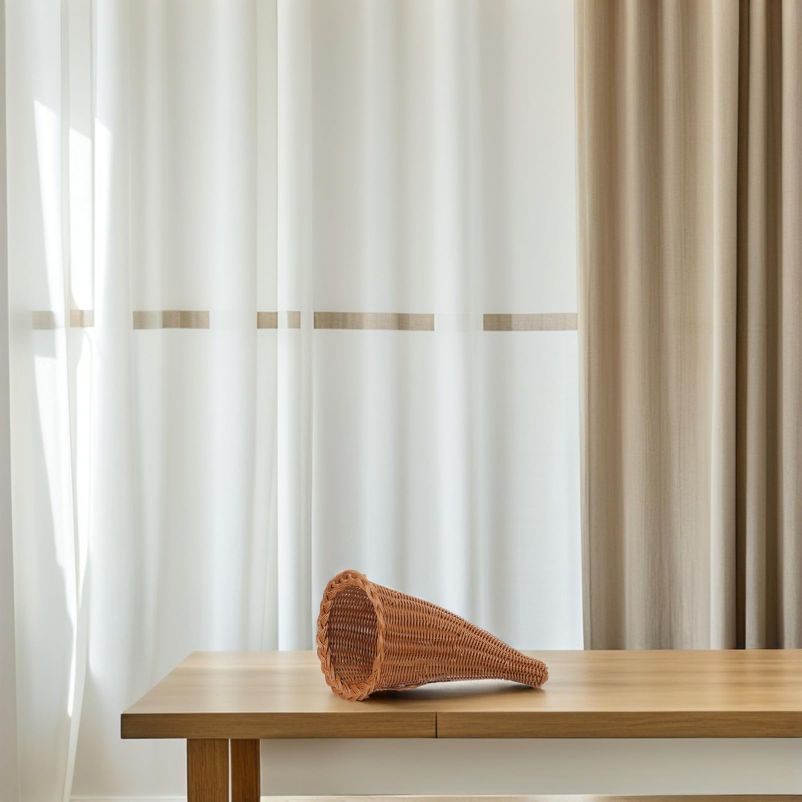 Cesta de Almacenamiento Tejida Forma de Cesta Multifuncional para Pan y Postres Decoración Natural y Rústica