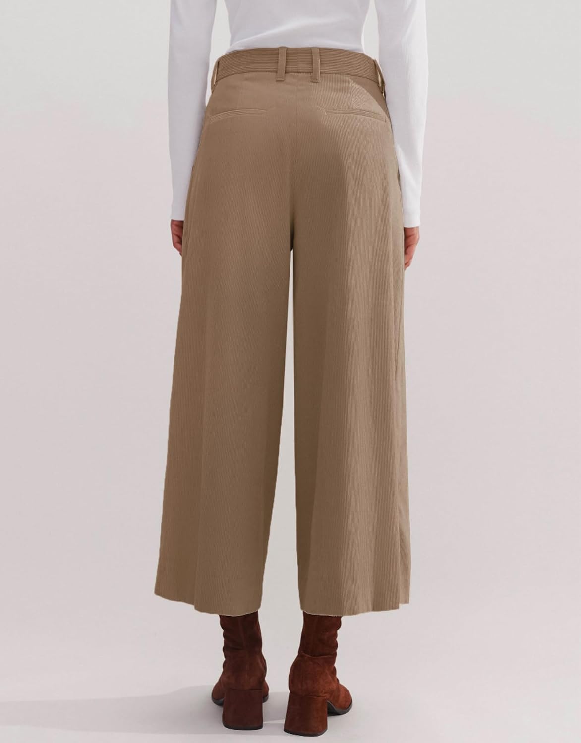 Women's High Waisted Wide Leg Corduroy Pants Loose Comfy Ankle Length Trousers Trendy Palazzo Pants with Pockets - Image 6