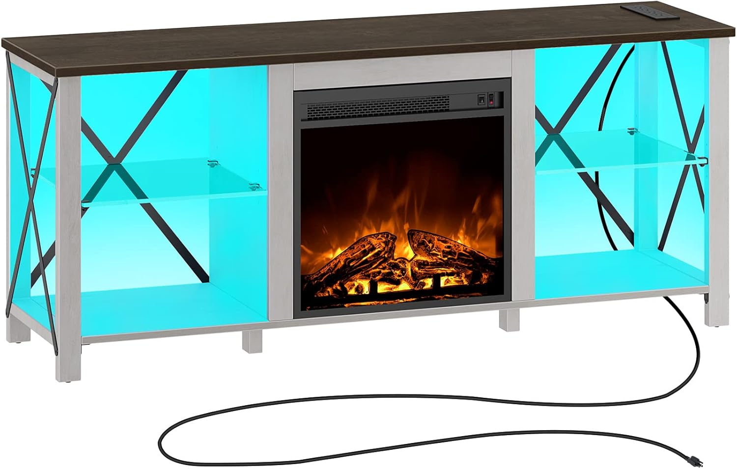 Buy Rolanstar Fireplace TV Stand 55" with Led Lights and Power Outlets