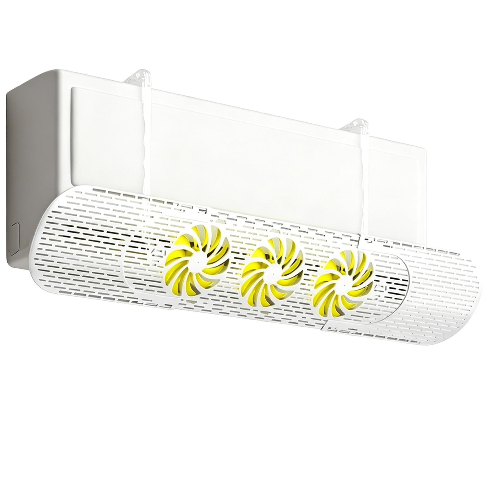 YUE JJXN Vent Deflector with 3 Fans, 21.6-34.6in Adjustable Air Conditioner Deflector 180° Adjustable Vent Cover Anti Direct Blow(Yellow)