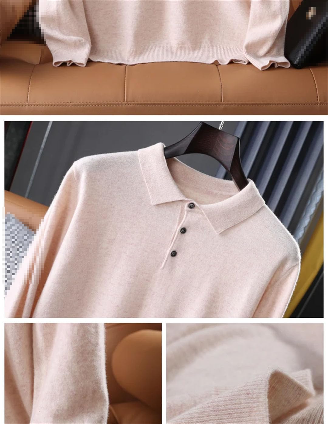 Vogrtcc Jersey De Hombre Suéter De Punto De Cachemira Solapa Jersey Informal Tops